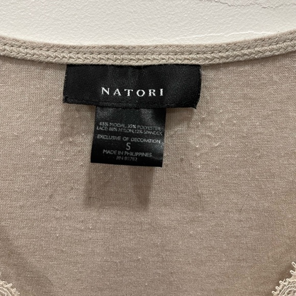 Natori Lace Trim V-Neck Shirt Sleep Dress Small Longline Sleepwear Night Gown - Picture 3 of 6